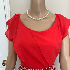Ann Taylor Tulip Sleeve Top - Color Red